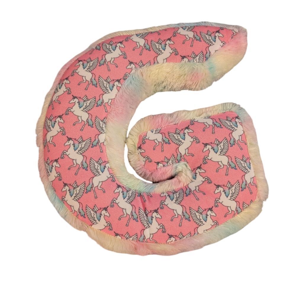 Justice Letter G‎ Pastel Rainbow & Unicorn Plush Pillow